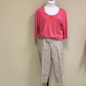 Talbots Pink and Beige Polka Dot Capris